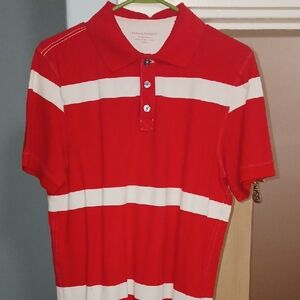 Red and White Striped Polo Shirt by Banana Republic